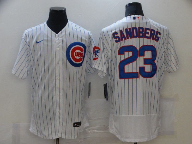 Men New York Mets #23 Sandberg White stripe Elite 2021 Nike MLB Jersey